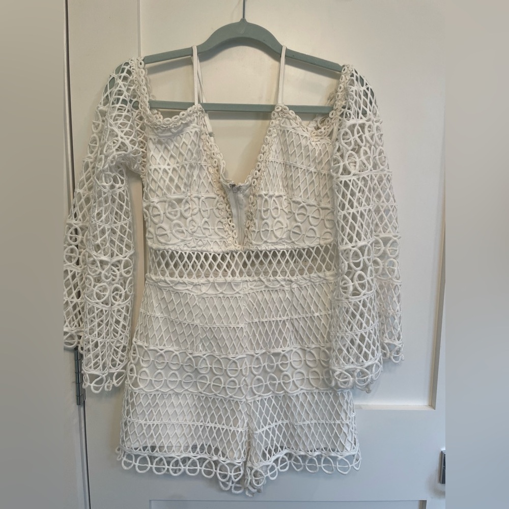 White Crochet Romper Size Medium